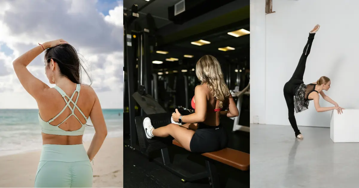 Best Leggings for Workouts: Yoga, Running, and Gym Picks 4 Women in activewear exercising and posing